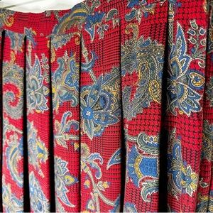 Vintage 90s Worthington Paisley Pleated Midi Skirt